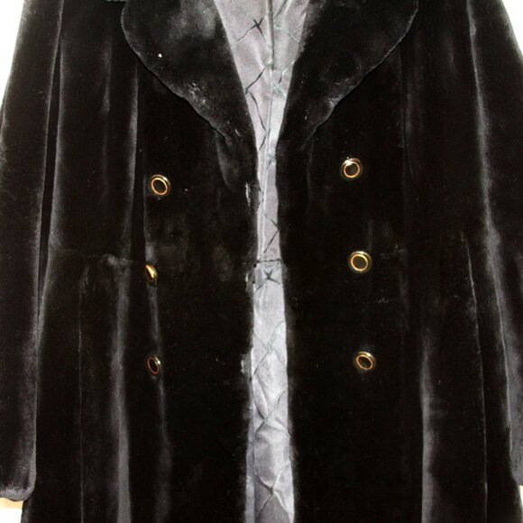 Ralph Rupley Vintage Black Plush Sheared Fur Double-Breasted Princess Coat - Picture 6 of 11